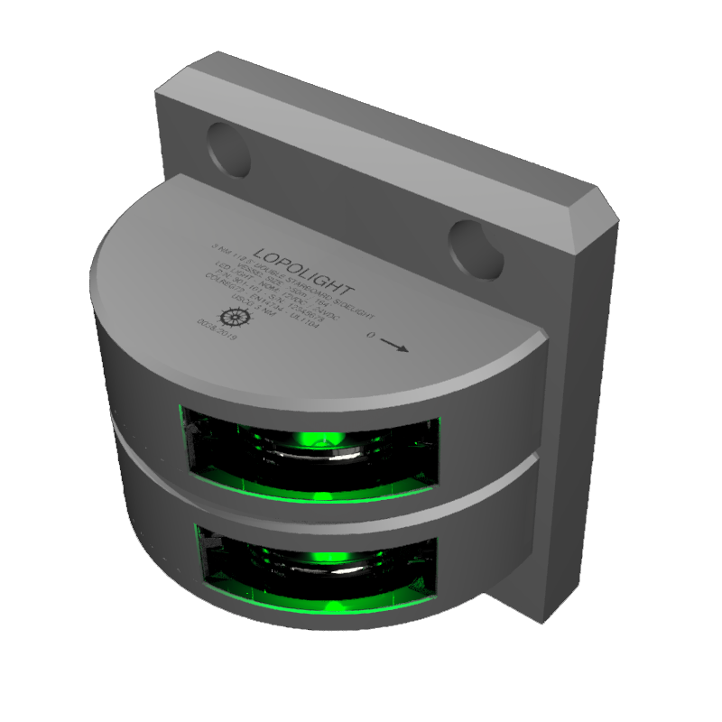 3nm 112,5° Green, dbl Starboard, silver w/6m cable 3nm 112,5° Green, dbl Starboard, silver w/6m cable